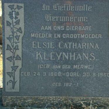 KLEYNHANS Elsie Catharina nee VAN DER MERWE 1868-1960