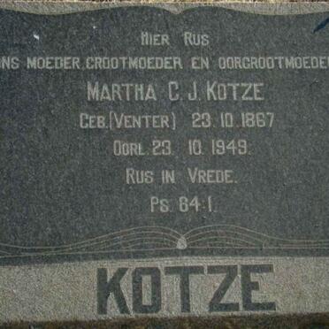 KOTZE Martha C.J. nee VENTER 1867-1949