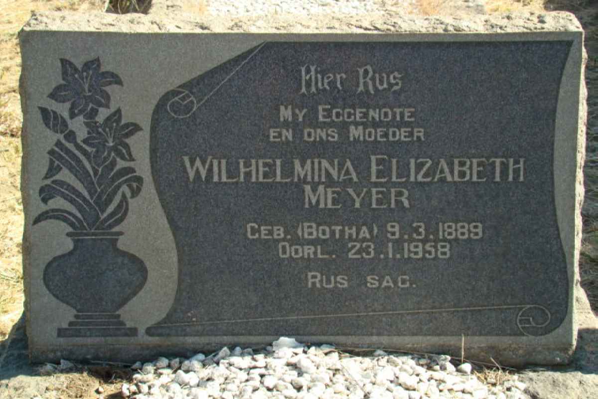 MEYER Wilhelmina Elizabeth nee BOTHA 1889-1958