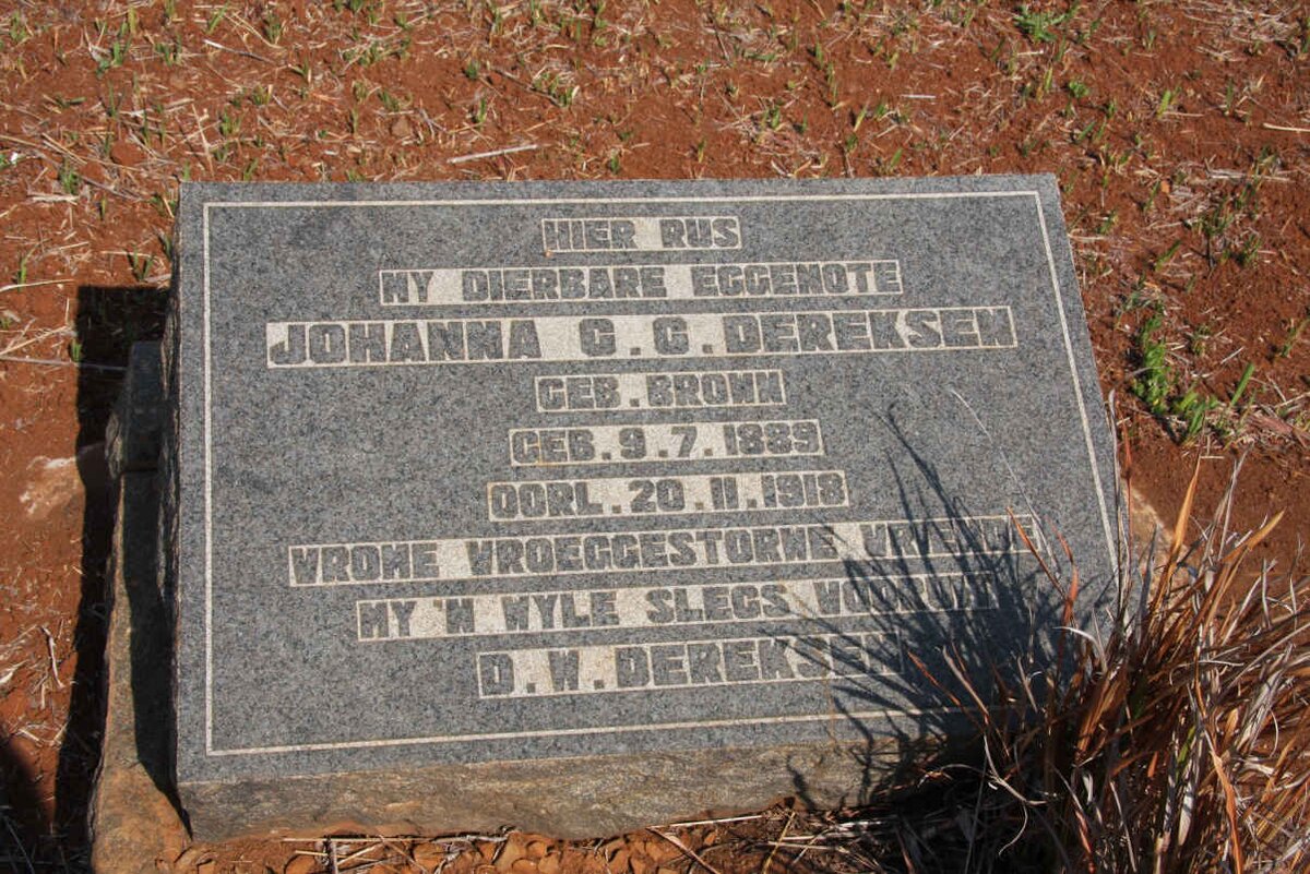 DEREKSEN Johanna C.C. nee BROWN 1889-1918