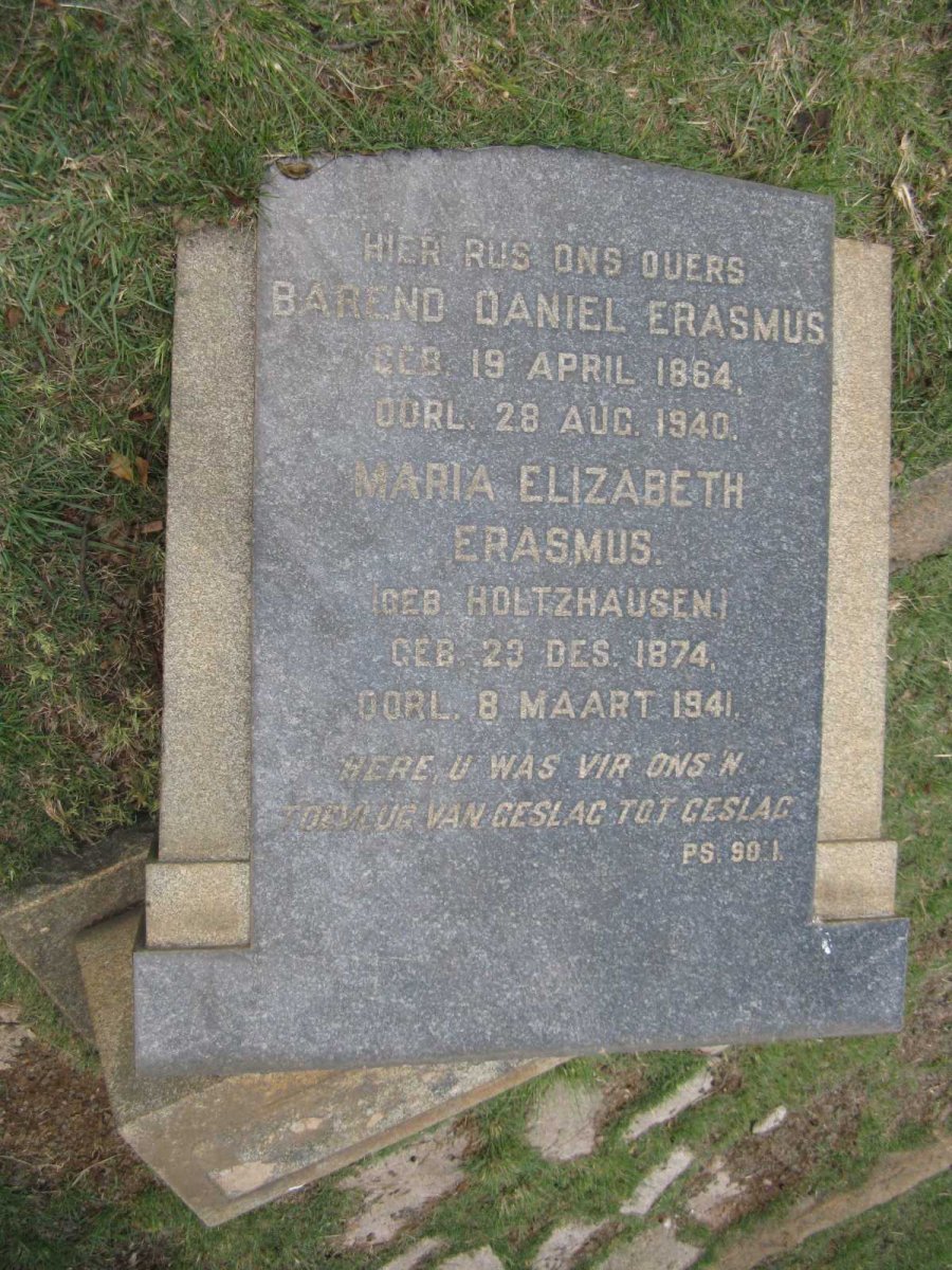 ERASMUS Barend Daniel 1864-1940 &amp; Maria Elizabeth HOLTZHAUSEN 1874-1941