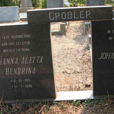 GROBLER Johannes Willem 1906-1983 &amp; Johanna Aletta Hendrina 1915-1989