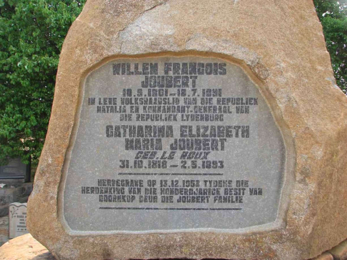 JOUBERT Willem Francois 1801-1891 &amp; Catharina Elizabeth Maria LE ROUX 1818-1893