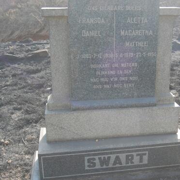 SWART Fransda Daniel 1863-1938 &amp; Aletta Magaretha MATTHEE 1879-1950