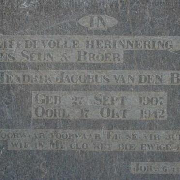 BERG Hendrik Jacobus, van den 1907-1942