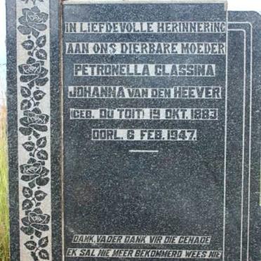 HEEVER Petronella Classina Johanna, van den nee DU TOIT 1883-1947