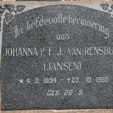 RENSBURG Johanna P.F., J. van nee JANSEN 1894-1965