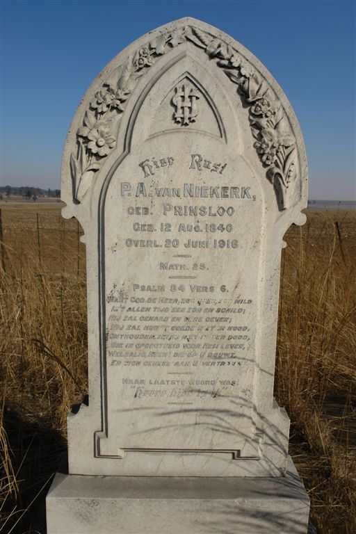 NIEKERK P.A., van nee PRINSLOO 1840-1916