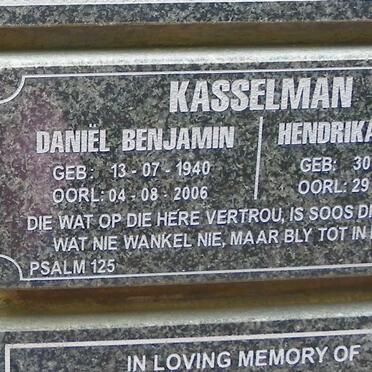 KASSELMAN Daniël Benjamin 1940-2006 &amp; Hendrika Fransina 1941-1999