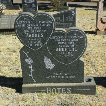 BOTES A.J.J. 1917-1995 &amp; A.S.M. 1924-