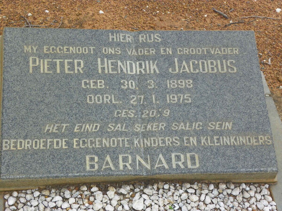 BARNARD Pieter Hendrik Jacobus 1898-1975