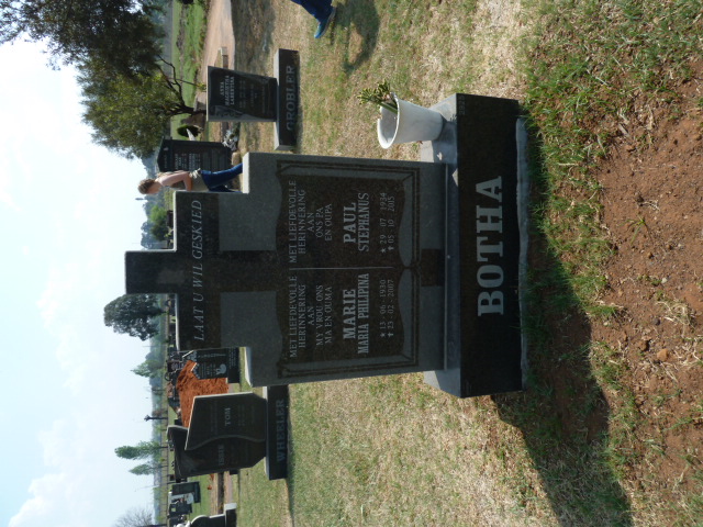 BOTHA Paul Stephanus 1934-2015 &amp; Marie Maria Philipina 1930-2017