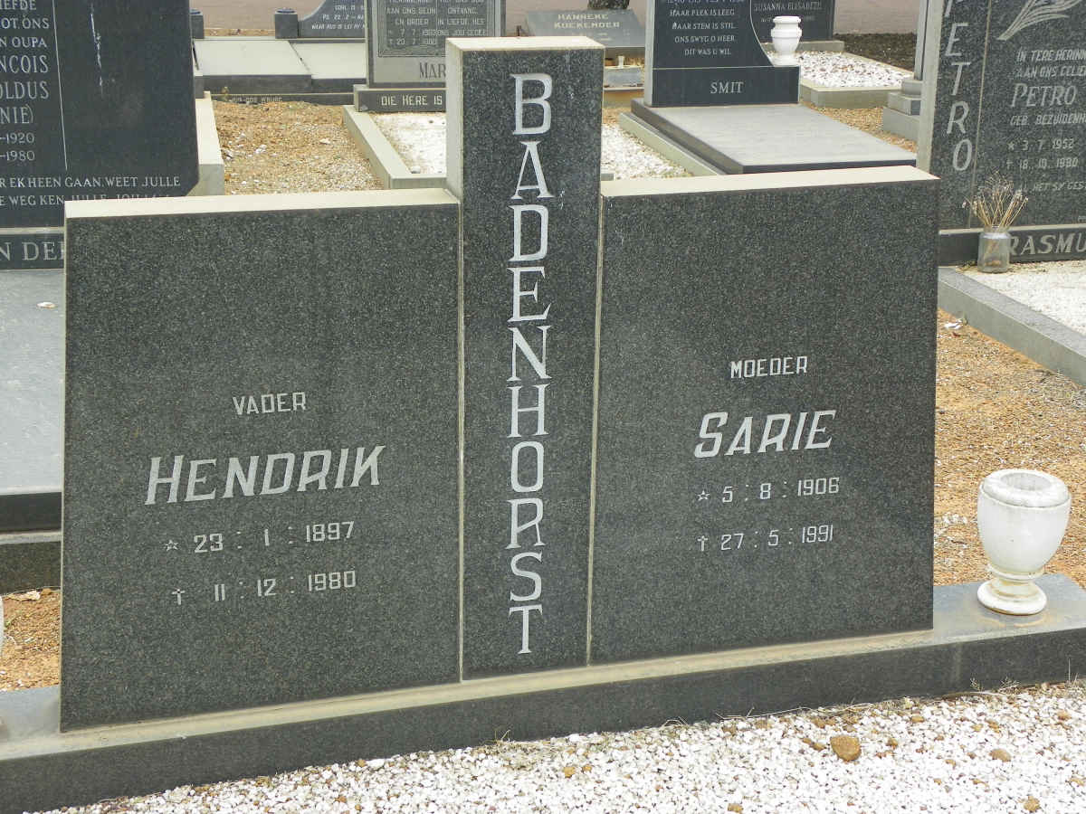 BADENHORST Hendrik 1897-1980 &amp; Sarie 1906-1991