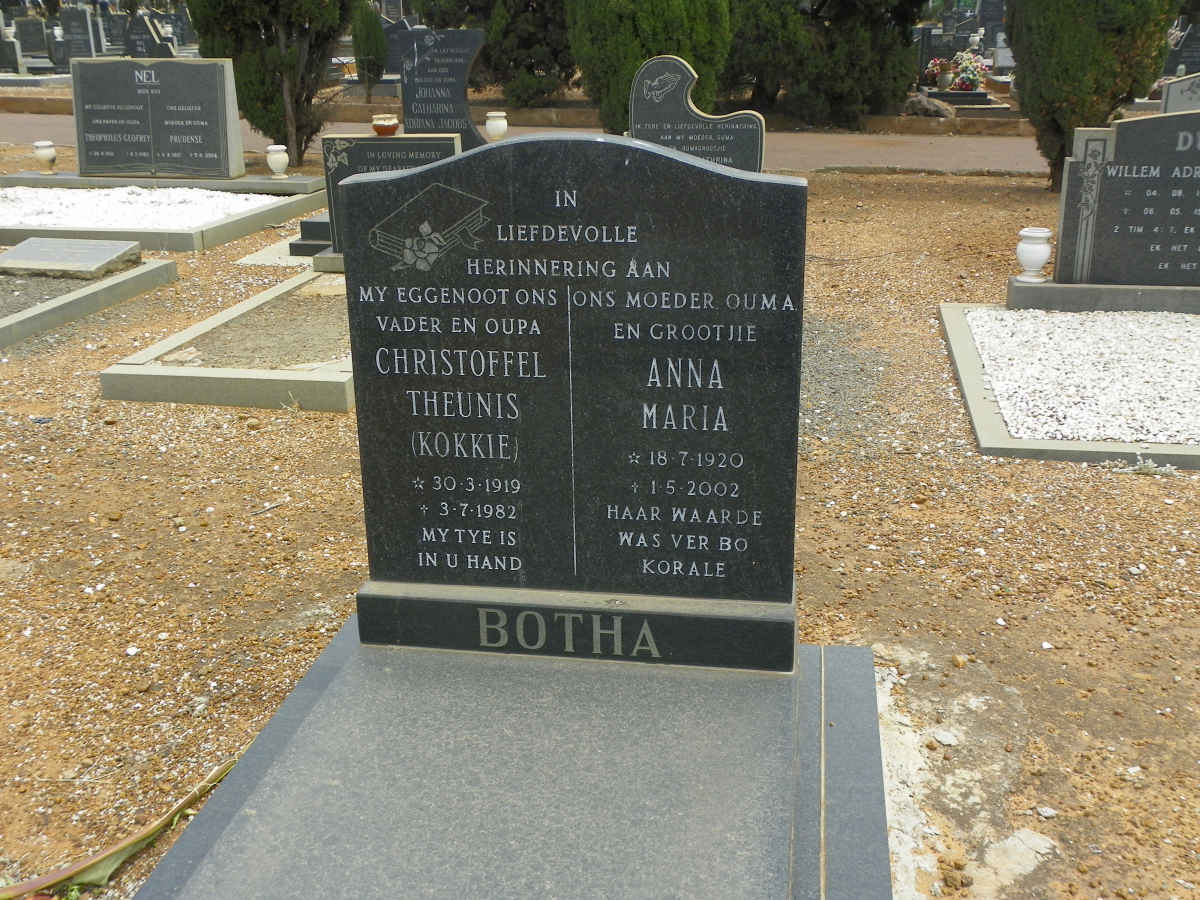 BOTHA Christoffel Theunis 1919-1982 &amp; Anna Maria 1920-2002