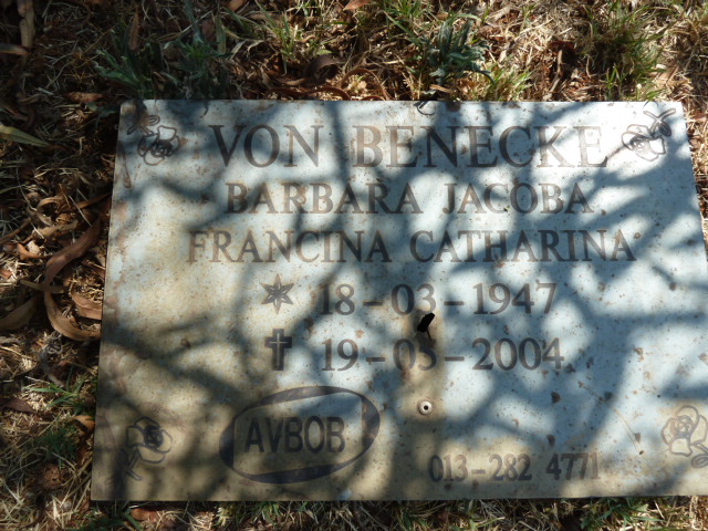 BENECKE Barbara Jacoba Francina Catharina, von 1947-2004