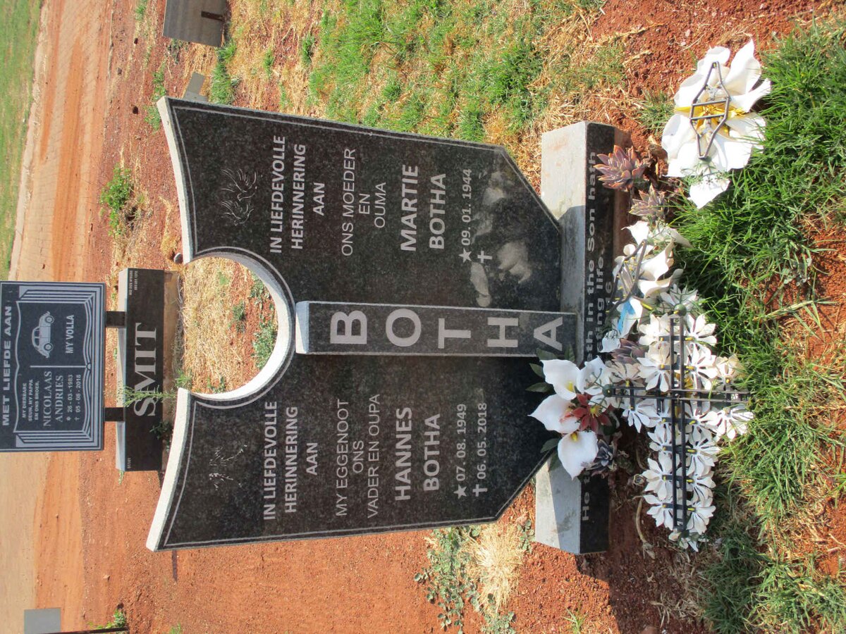 BOTHA Hannes 1949-2018 &amp; Martie 1944-