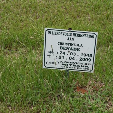 BENADE Christine M.J. 1945-2009