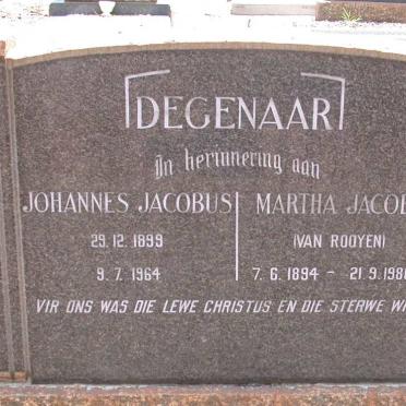 DEGENAAR Johannes Jacobus 1899-1964 &amp; Martha Jacoba VAN ROOYEN 1894-1986