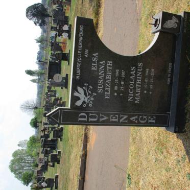 DUVENAGE Nicolaas Marthinus 1946-2018 &amp; Elsa Susanna Elizabeth 1946-2007