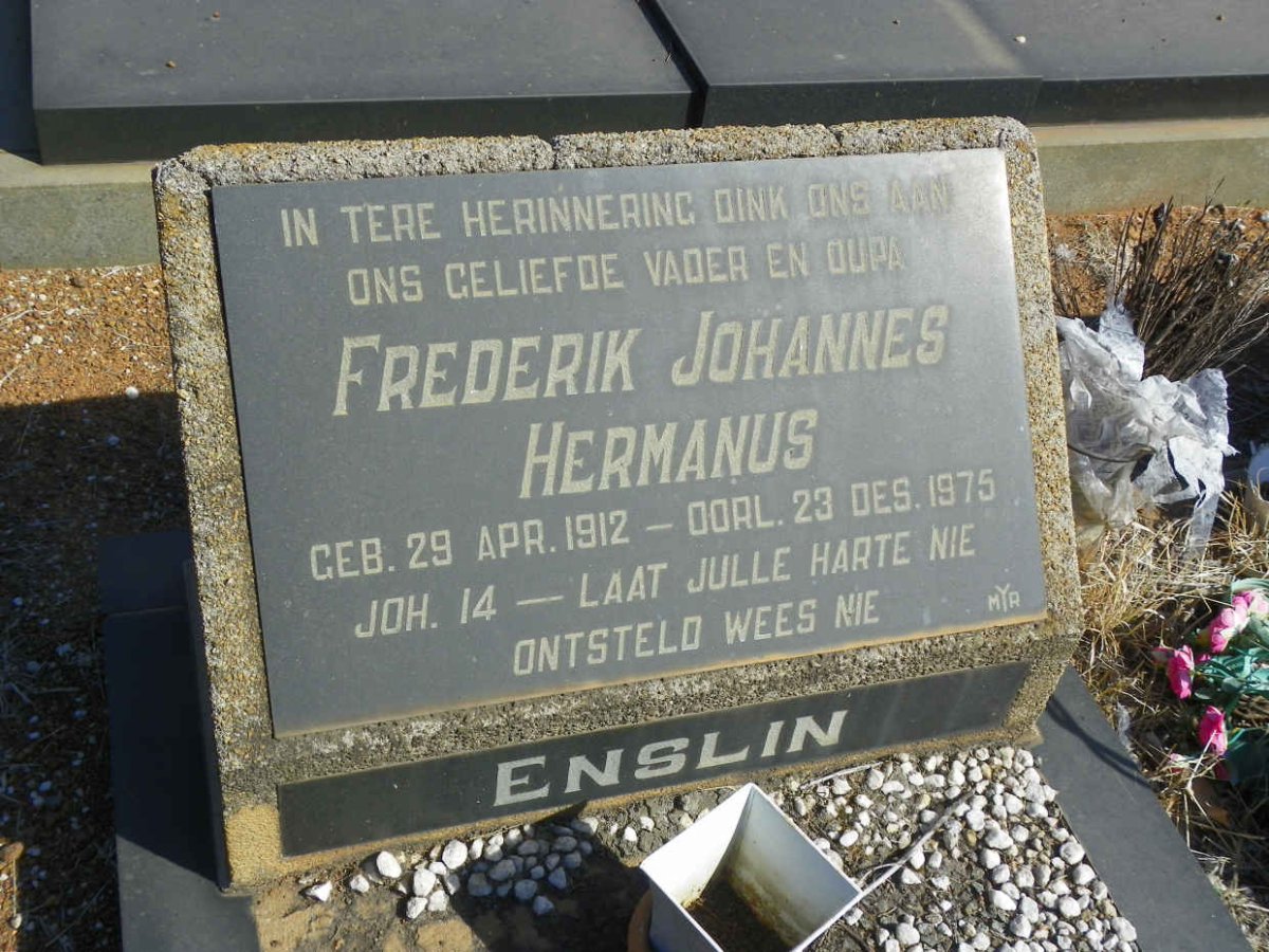 ENSLIN Frederik Johannes Hermanus 1912–1975 &amp; Aletta Johanna BEUKES 1916–1974 #2