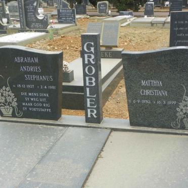 GROBLER Abraham Andries Stephanus 1927-1981 &amp; Matthya Christiana 1930-1999