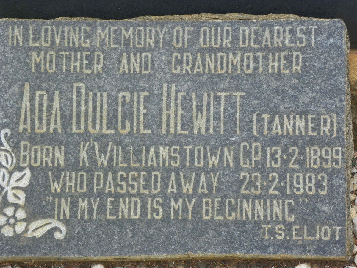 HEWITT George David 1891-1974 &amp; Ada Dulcie TANNER 1899-1983 #2