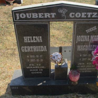 JOUBERT Helena Gertruida 1918-2007 :: COETZEE Jozina Maria Magdalena 1941-2017