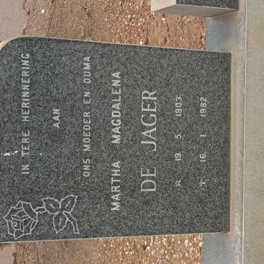 JAGER Martha Magdalena, de 1903-1982