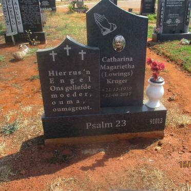 KRUGER Catharina Magarietha nee LOWINGS 1930-2017
