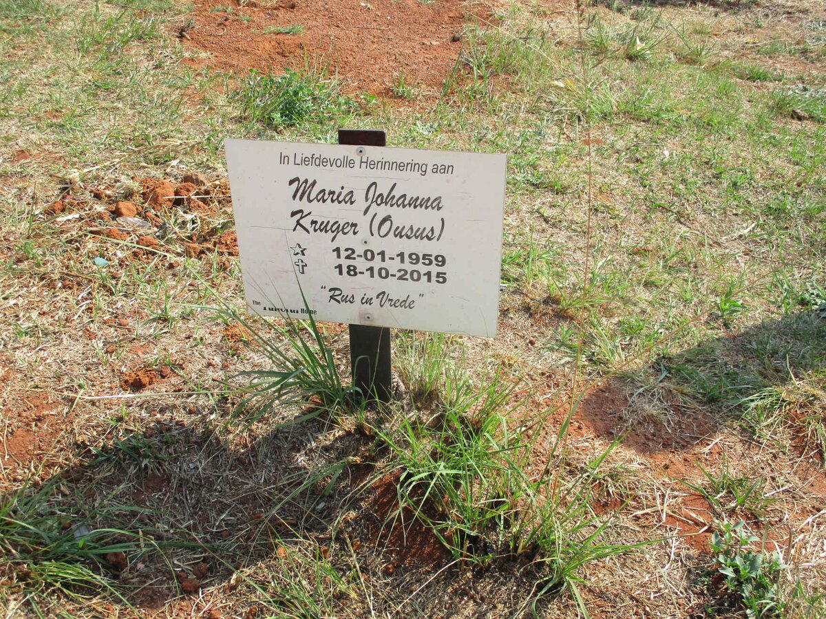 KRUGER Maria Johanna 1959-2015
