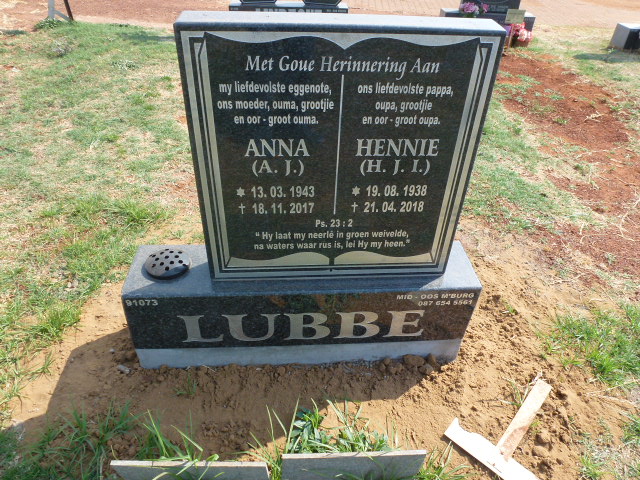 LUBBE H.J.I. 1938-2018 &amp; A.J. 1943-2017