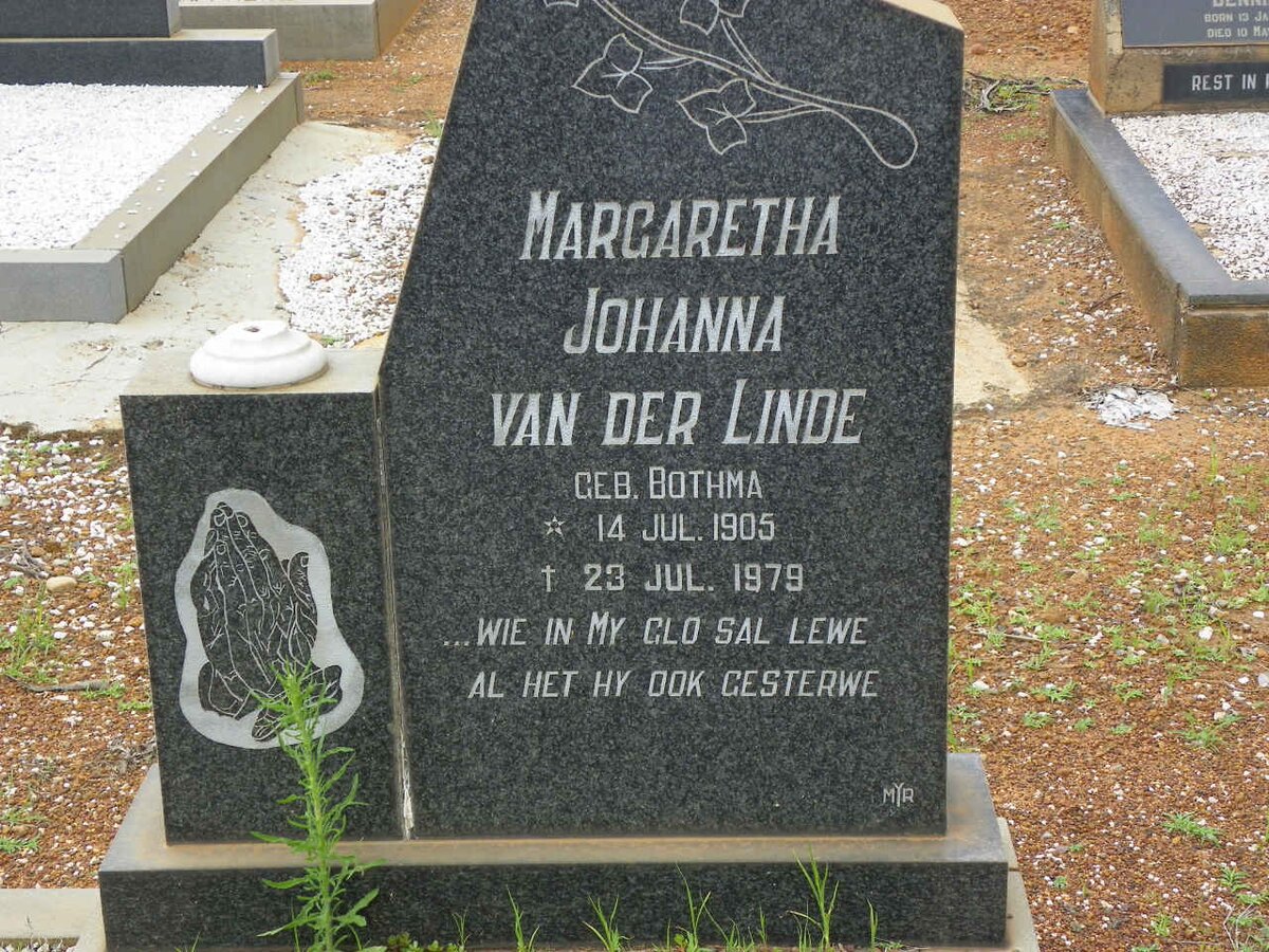 LINDE Carl August Louis, van der 1896-1974 &amp; Margaretha Johanna nee BOTHMA 1905-1979 #3