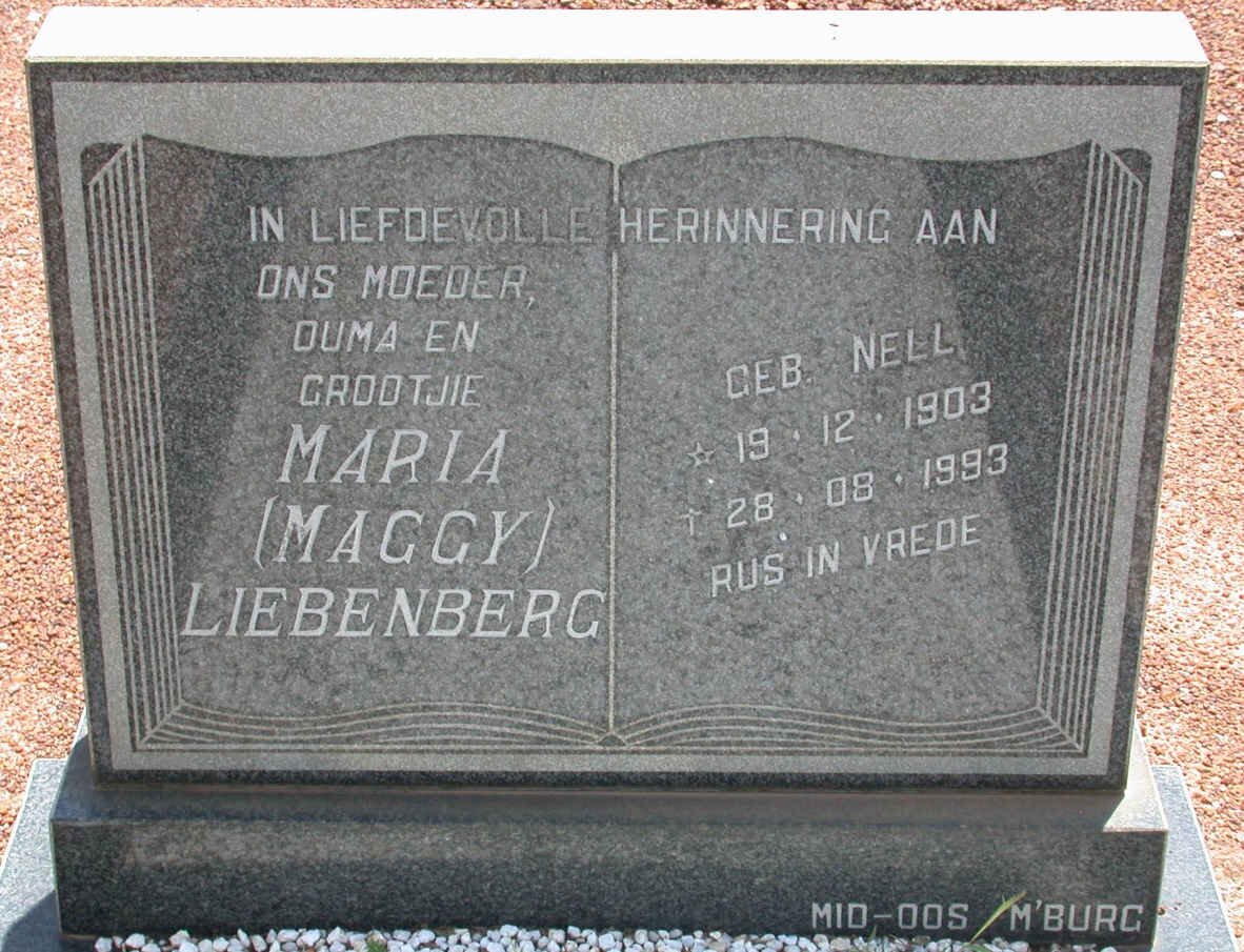 LIEBENBERG Maria nee NELL 1903-1993