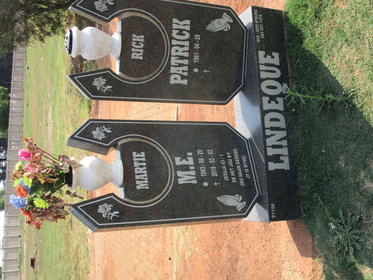 LINDEQUE Patrick 1961- &amp; M.E. 1963-2018