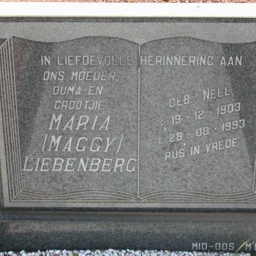 LIEBENBERG Maria nee NELL 1903-1993