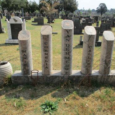 MERWE Manie, van der :: VAN DER MERWE Cornelia :: VAN DER MERWE Callie