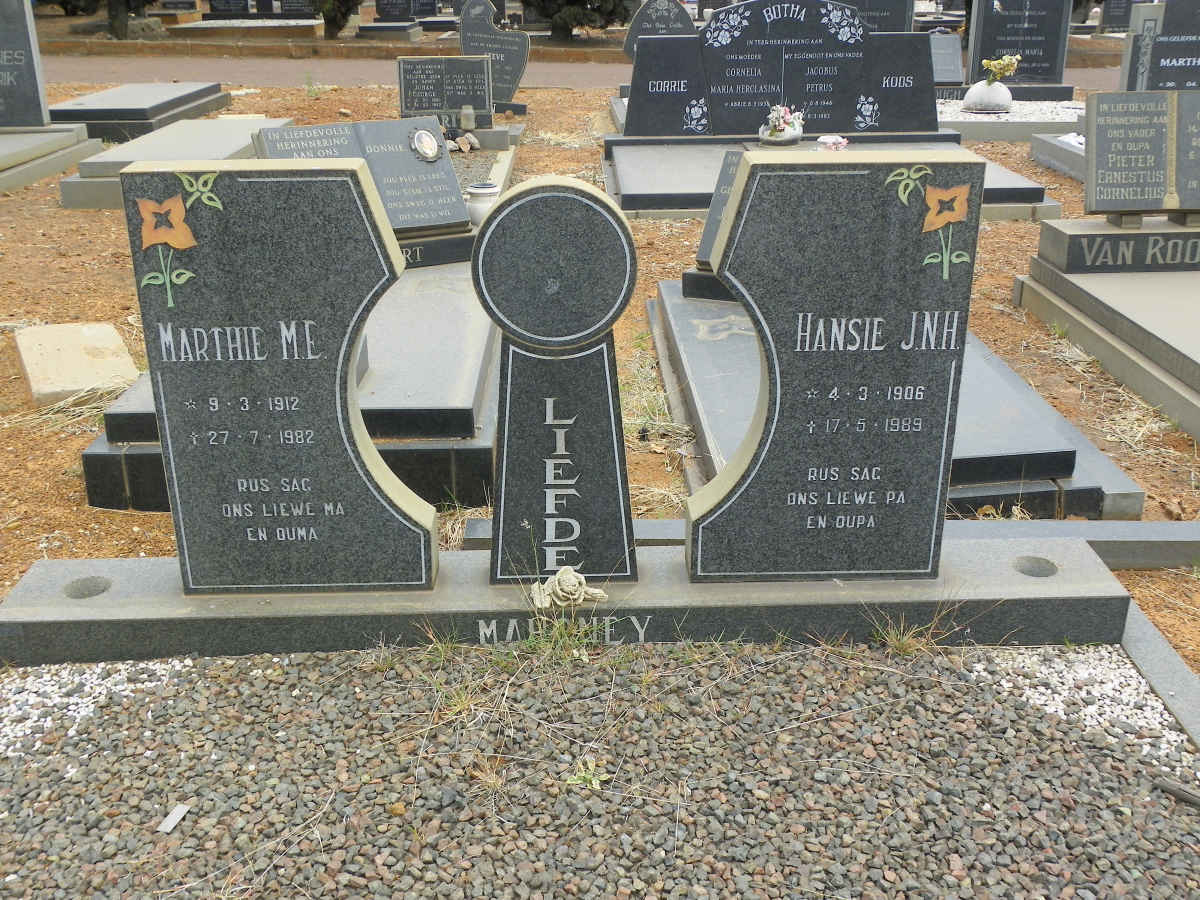 MAHONEY J.N.H. 1906-1989 &amp; M.E. 1912-1982