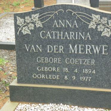 MERWE Anna Catharina, van der nee COETZER 1894-1977