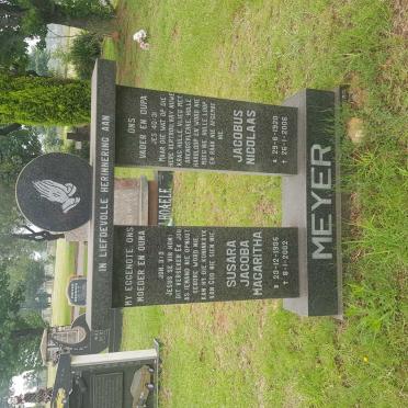 MEYER Jacobus Nicolaas 1920-2006 &amp; Susara Jacoba Magaritha 1935-2002