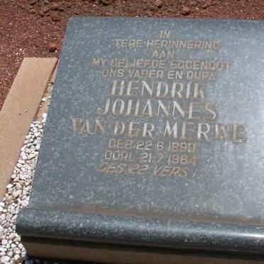 MERWE Hendrik Johannes, van der 1890-1964