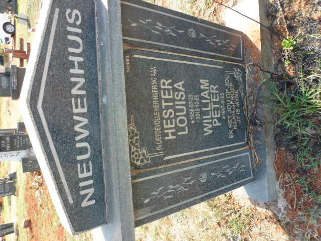 NIEUWENHUIS William Peter 1947- &amp; Hester Louisa 1956-2013 #1