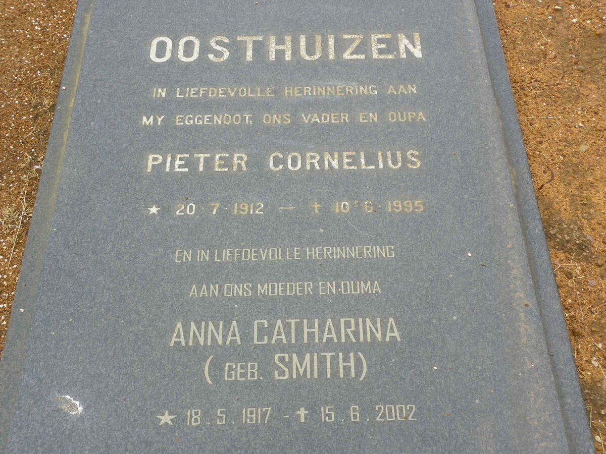 OOSTHUIZEN Pieter Cornelius 1912-1995 &amp; Anna Catharina SMITH 1917-2002