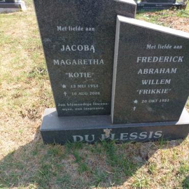 PLESSIS Frederick Abraham Willem, du 1951- &amp; Jacoba Magaretha 1954-2008