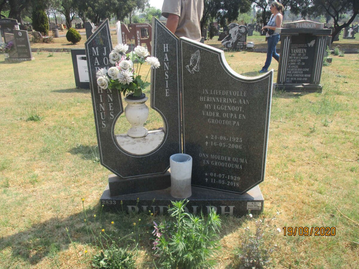 RUDOLPH Marthinus Johannes 1925-2006 &amp; Hansie 1929-2018