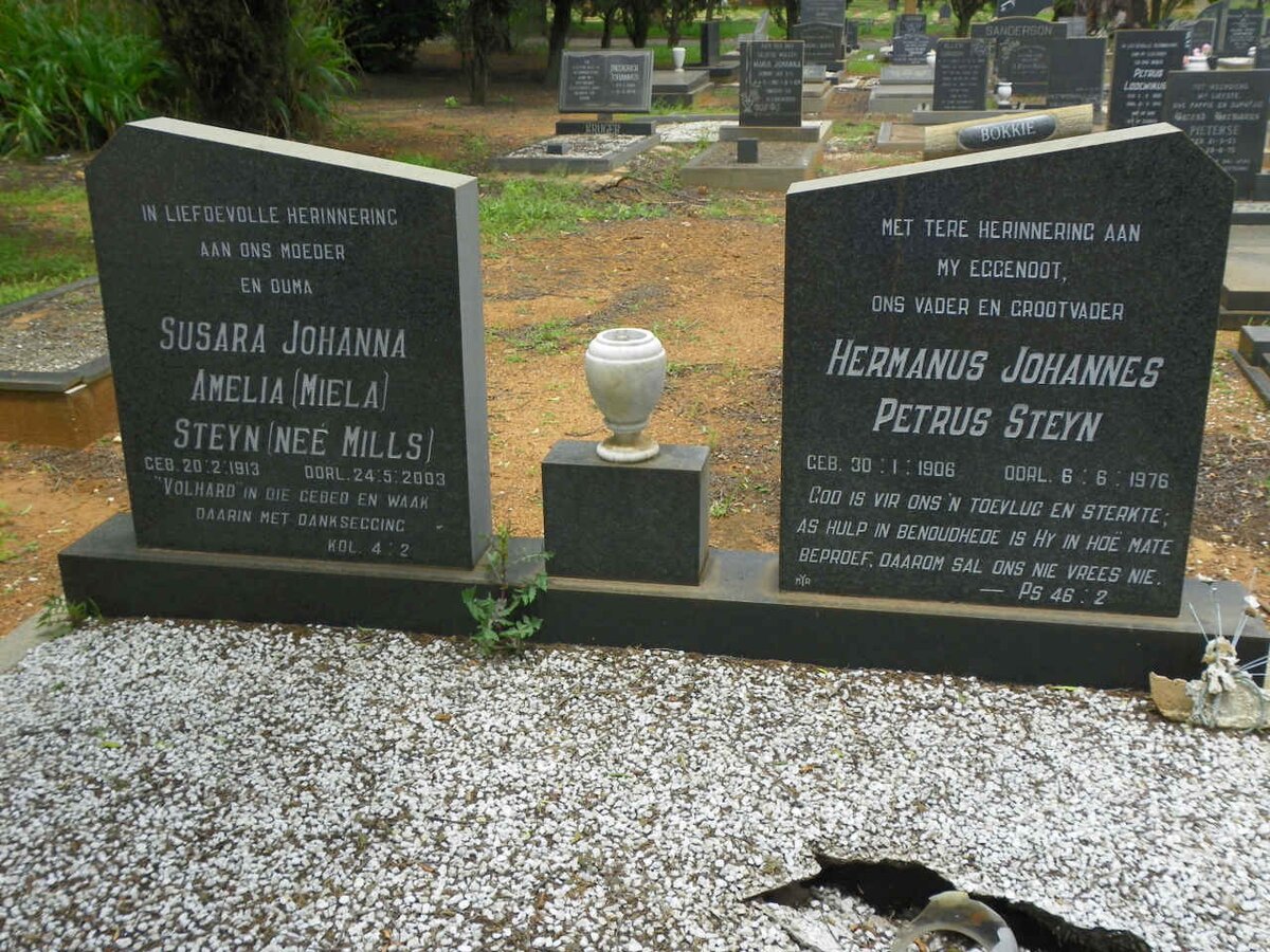 STEYN Hermanus Johannes Petrus 1906-1976 &amp; Susara Johanna Amelia MILLS 1913-2003