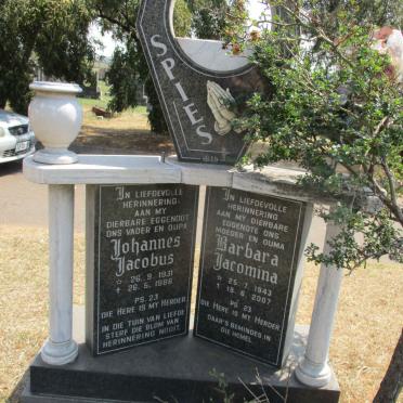 SPIES Johannes Jacobus 1931-1986 &amp; Barbara Jacomina 1943-2007