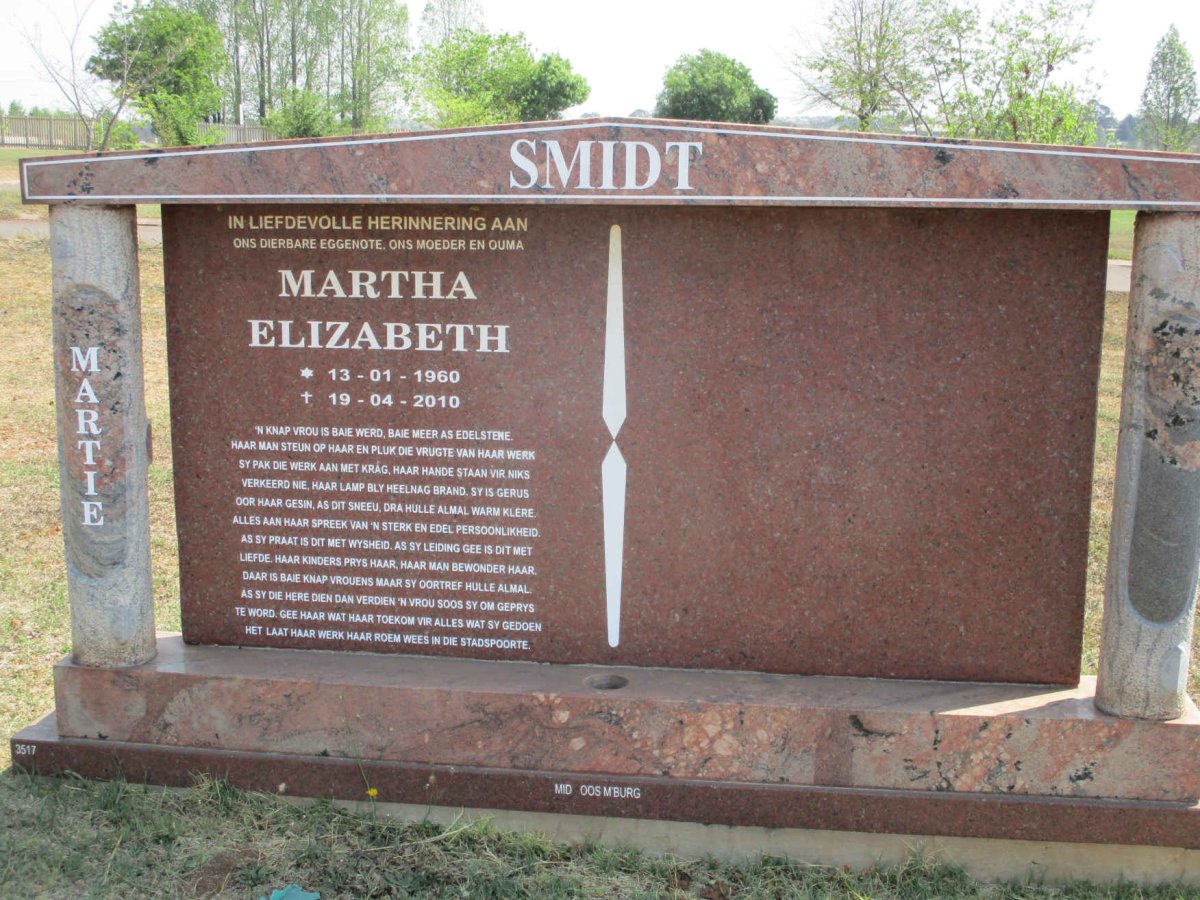 SMIDT Martha Elizabeth 1960-2010