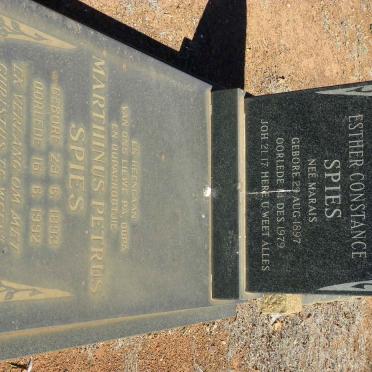 SPIES Marthinus Petrus 1893-1992 &amp; Esther Constance MARAIS 1897-1979