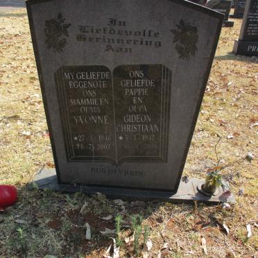 ? Gideon Christiaan 1942-2008 &amp; Yvonne 1946-2003