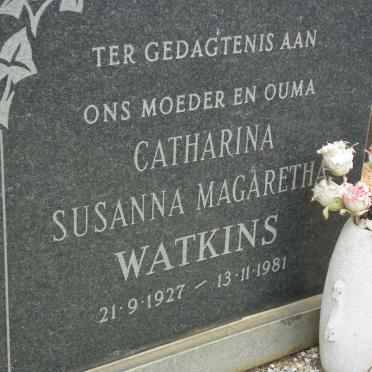 WATKINS Catharina Susanna Magaretha 1927-1981